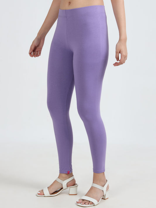 Varnam Women Ankle Length Cotton Leggings – Lavender