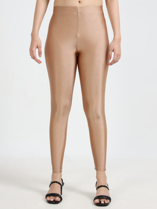 Varnam Shimmer Ankle Length Leggings With Shawl (Combo) - Lt Copper