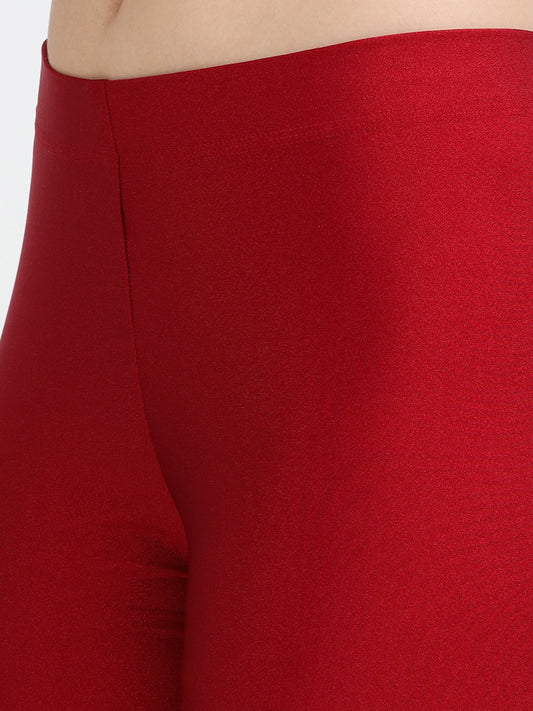 Varnam Shimmer Ankle Length Leggings - Maroon