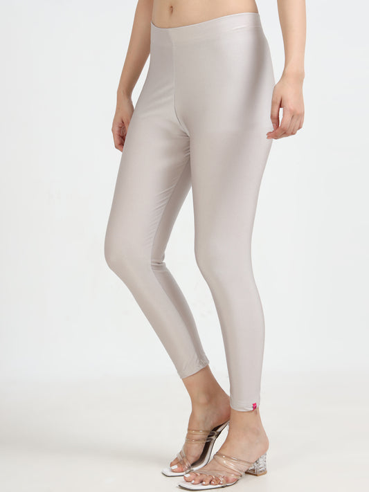 Varnam Shimmer Ankle Length Leggings - Silver