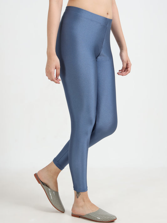 Varnam Shimmer Ankle Length Leggings - Dark Steel Grey