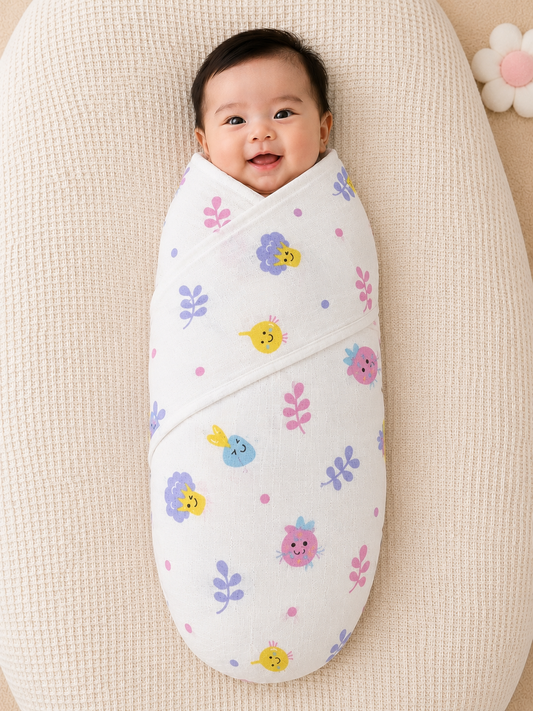 Veggie Muslin Cotton Baby Swaddle Blanket – 40” × 40”