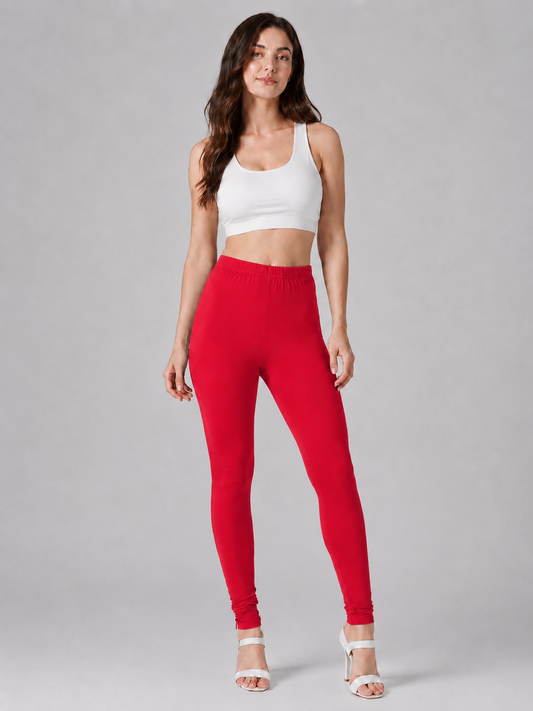 Brinda Women Full Length Cotton Leggings – Red
