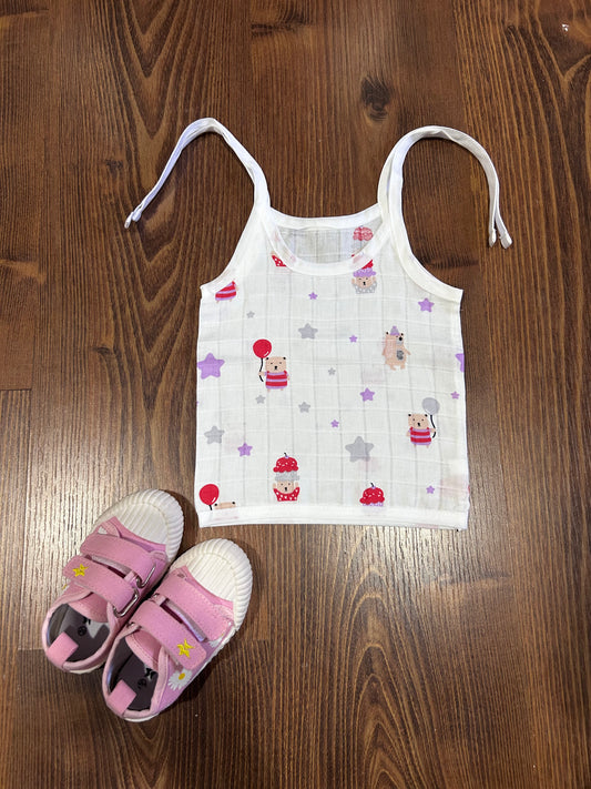 Christmas Muslin Sleeveless Knot Jabla