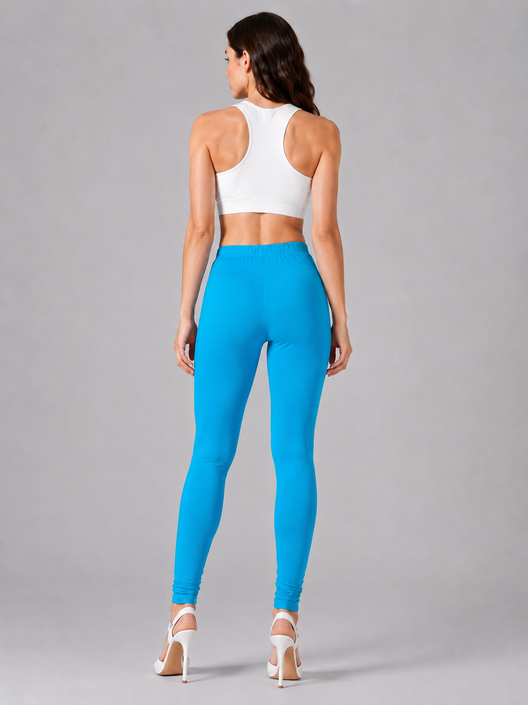 Brinda Women Full Length Cotton Leggings – Turquoise Blue