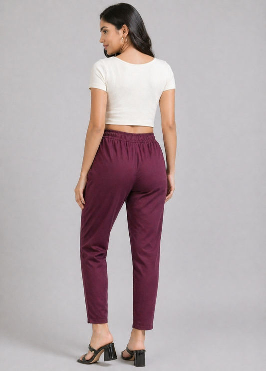 Varnam Women Lycra Slub Straight Pants – Onion