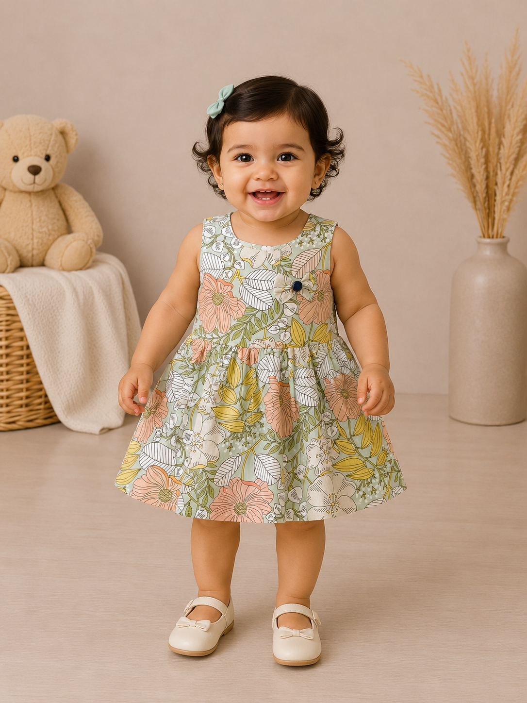 Daisy Garden Cotton Frock Brown