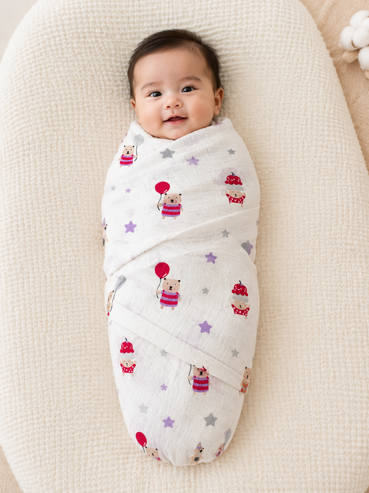 Christmas Muslin Cotton Baby Swaddle Blanket – 40” × 40”