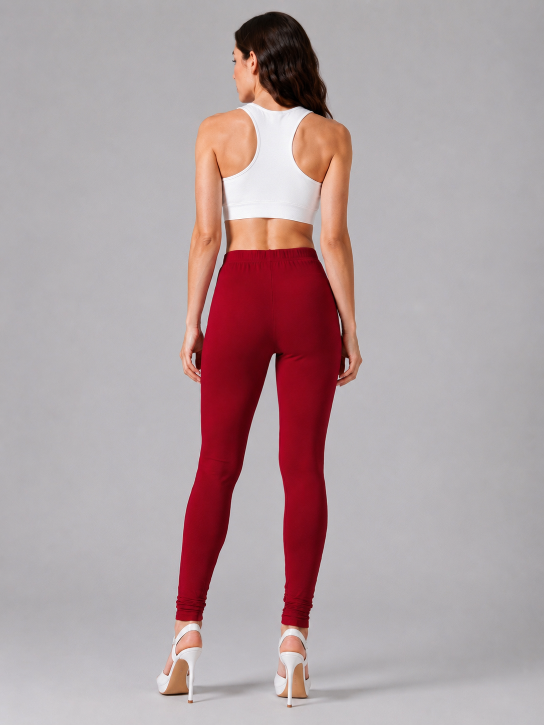 Brinda Women Full Length Cotton Leggings – Red Maroon