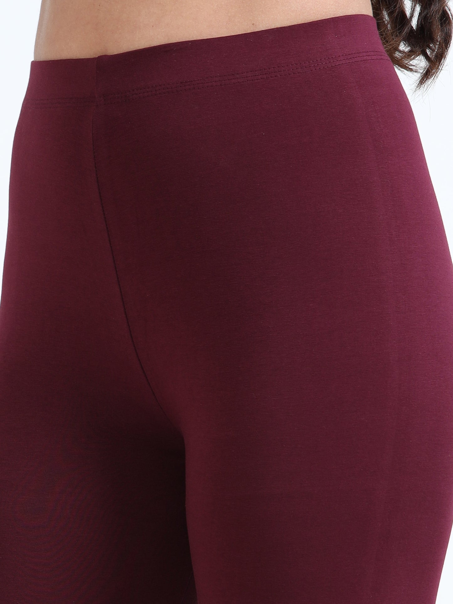 Varnam Women Ankle Length Cotton Leggings – Maroon