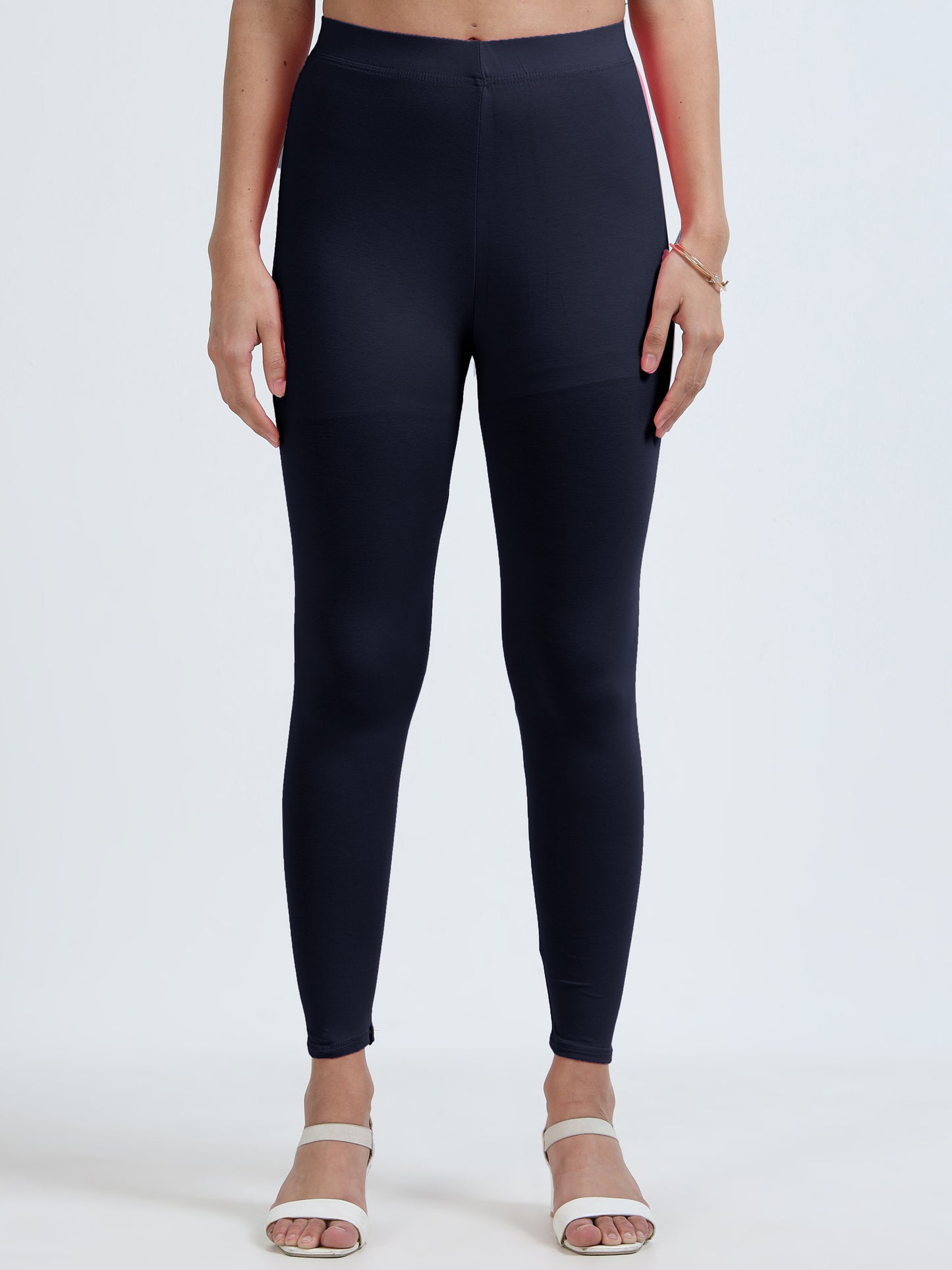 Varnam Women Ankle Length Cotton Leggings – Navy