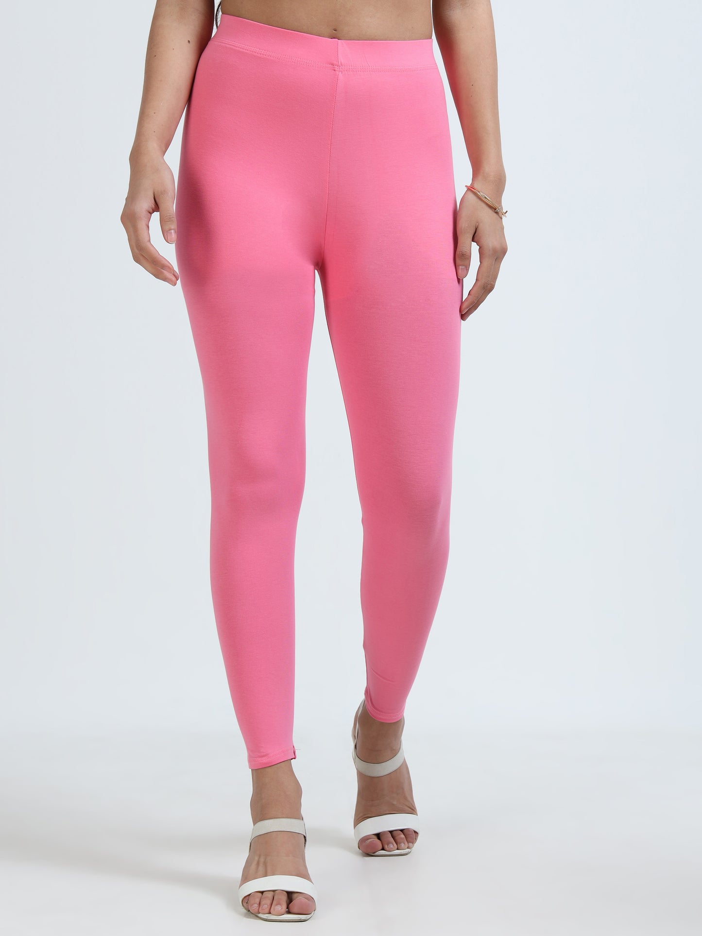 Varnam Women Ankle Length Cotton Leggings – Pink