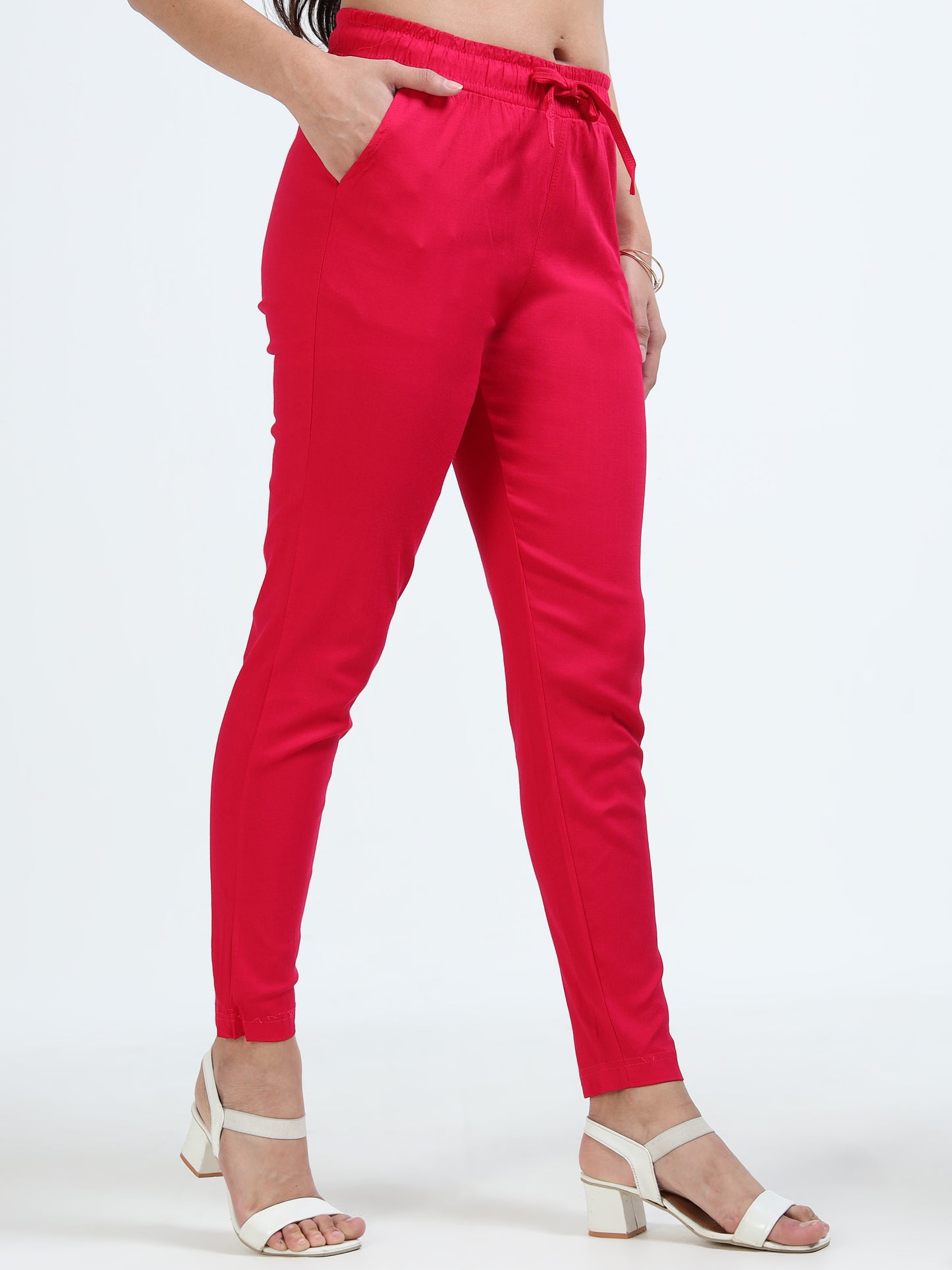 Varnam Women Lycra Slub Straight Pants – Rani Rose