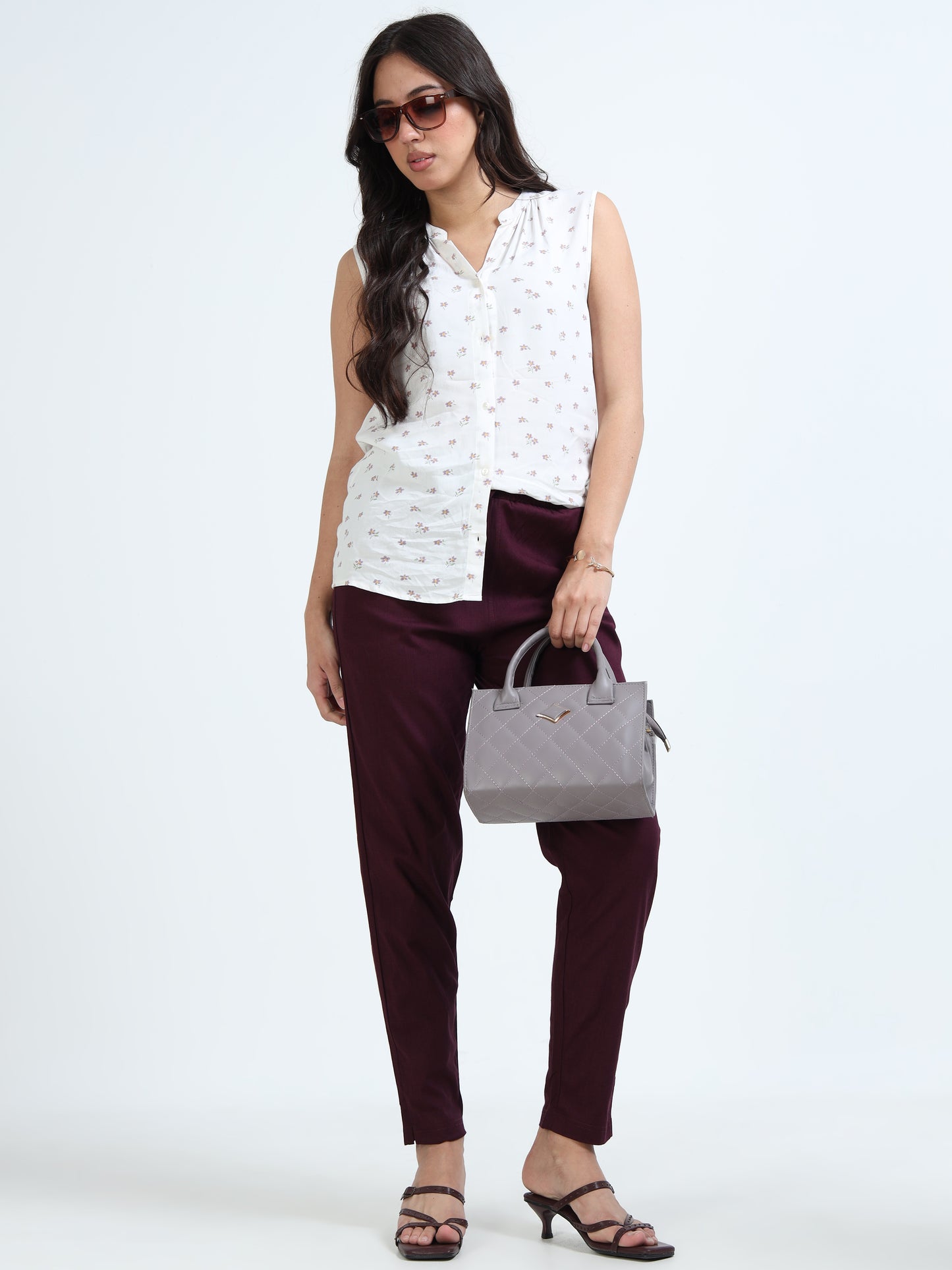 Varnam Women Lycra Slub Straight Pants – Coffee Brown