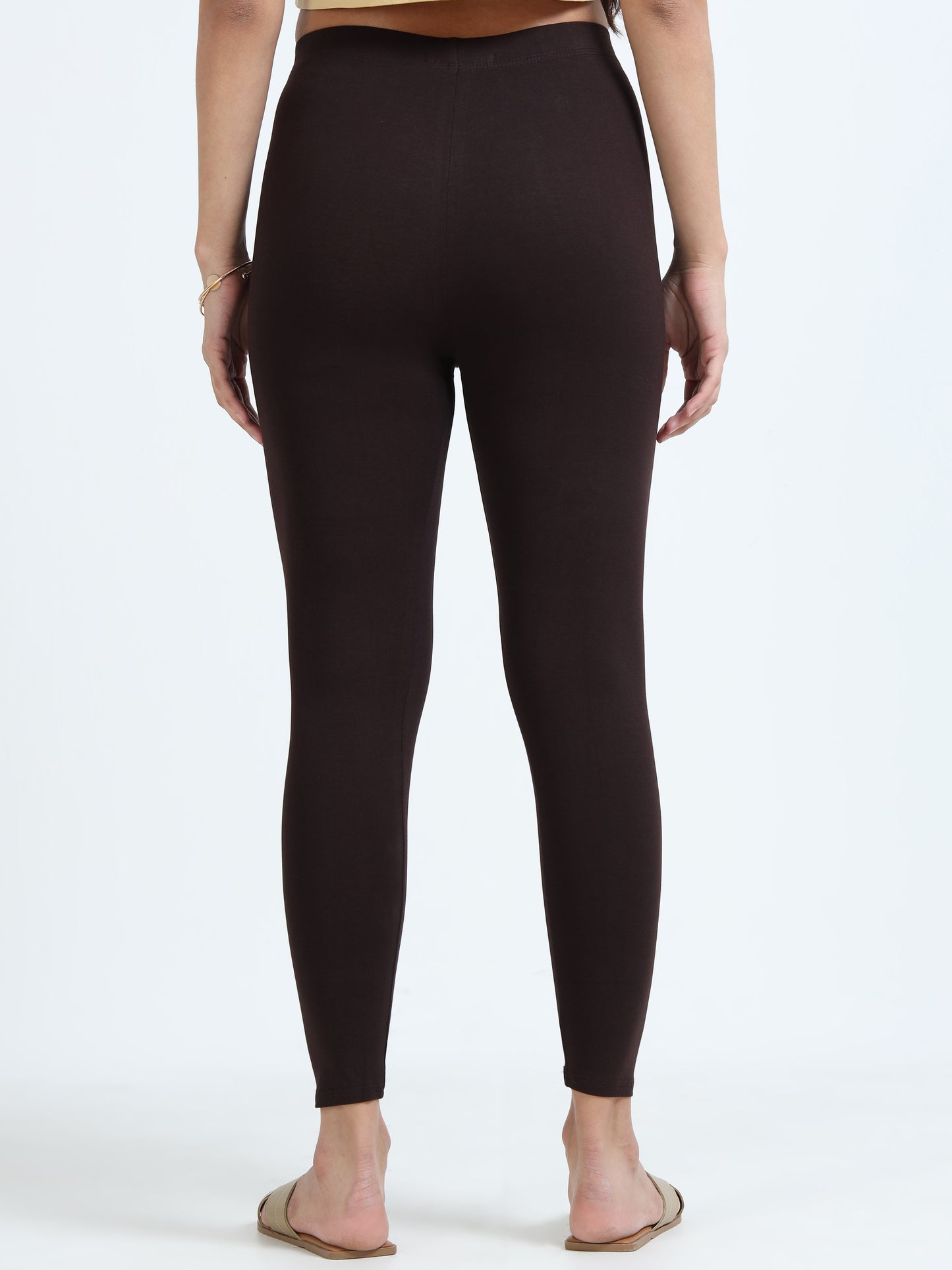 Varnam Women Ankle Length Cotton Leggings – Coffe Brown