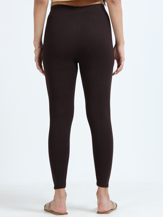 Varnam Women Ankle Length Cotton Leggings – Coffe Brown