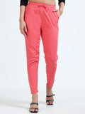 Varnam Women Lycra Slub Straight Pants – Coral