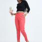 Varnam Women Lycra Slub Straight Pants – Coral