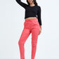 Varnam Women Lycra Slub Straight Pants – Coral