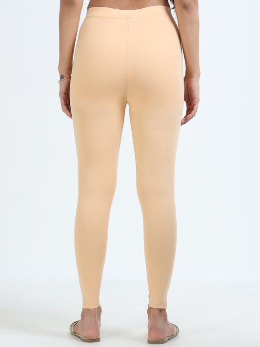 Varnam Women Ankle Length Cotton Leggings – Beige