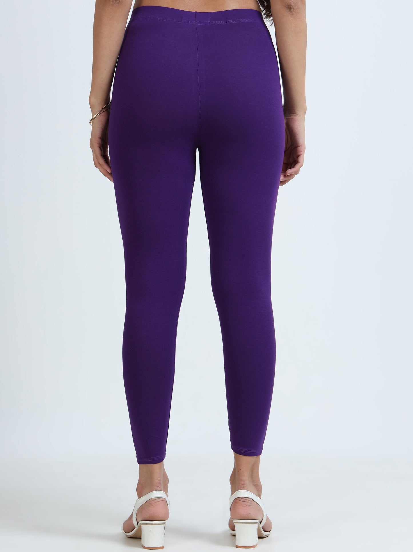 Varnam Women Ankle Length Cotton Leggings – Purple