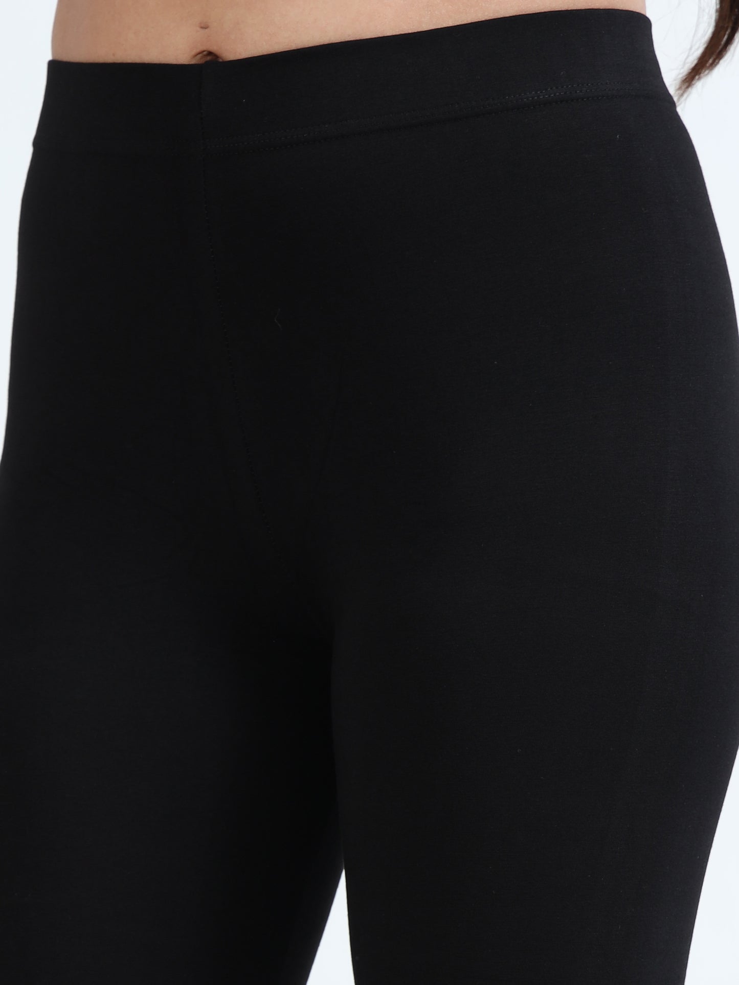 Varnam Women Ankle Length Cotton Leggings – Black