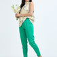 Varnam Women Lycra Slub Straight Pants – Green