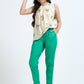 Varnam Women Lycra Slub Straight Pants – Green