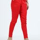 Varnam Women Lycra Slub Straight Pants – Red