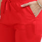 Varnam Women Lycra Slub Straight Pants – Red