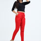 Varnam Women Lycra Slub Straight Pants – Red
