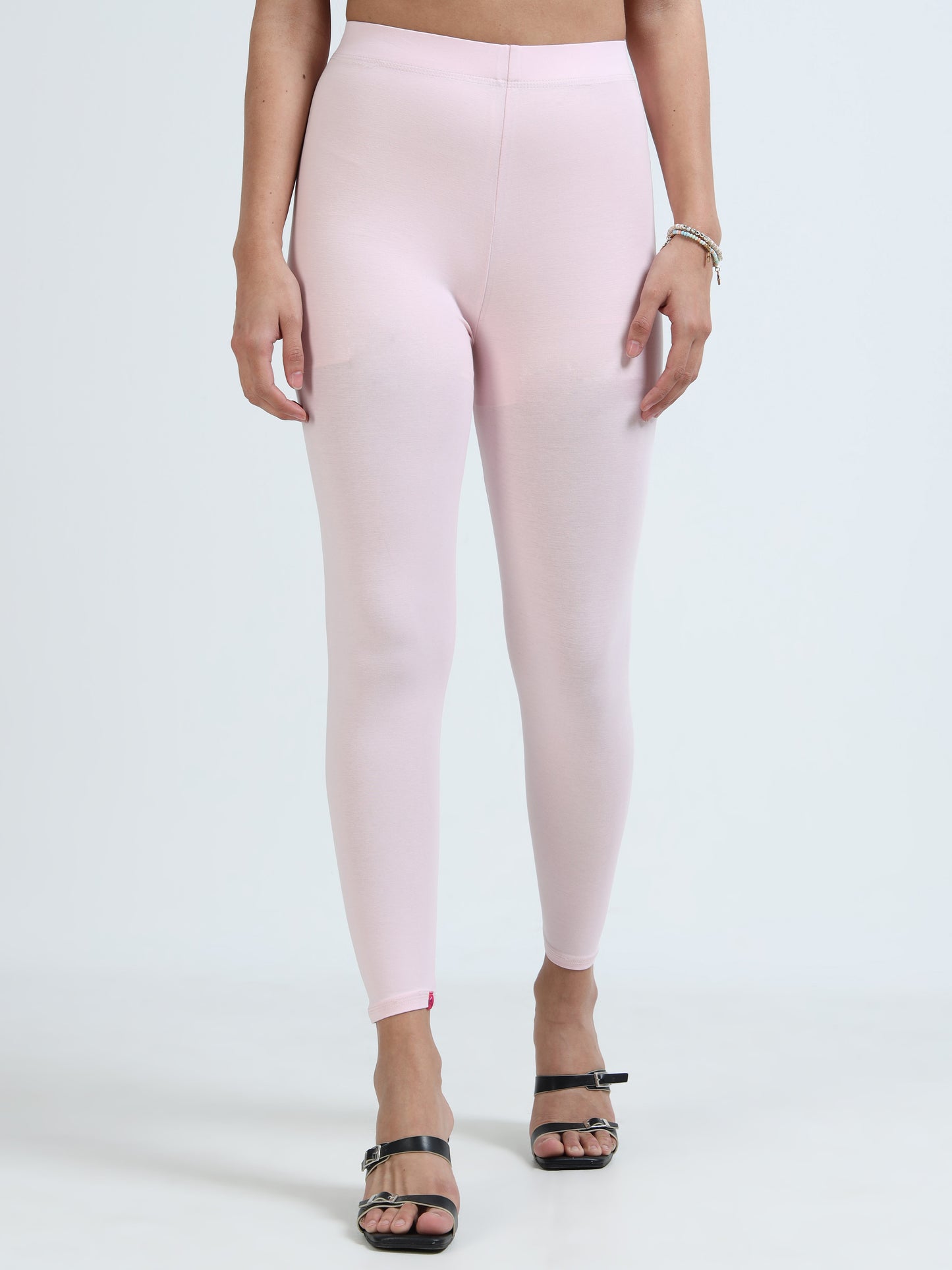 Varnam Women Ankle Length Cotton Leggings – Rose Pink