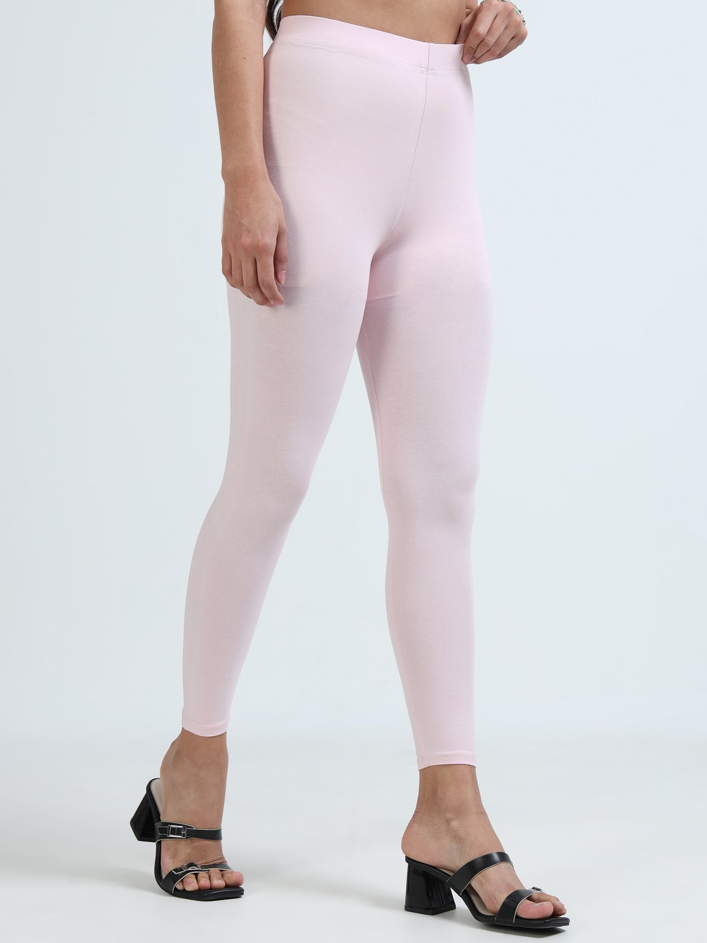 Varnam Women Ankle Length Cotton Leggings – Rose Pink