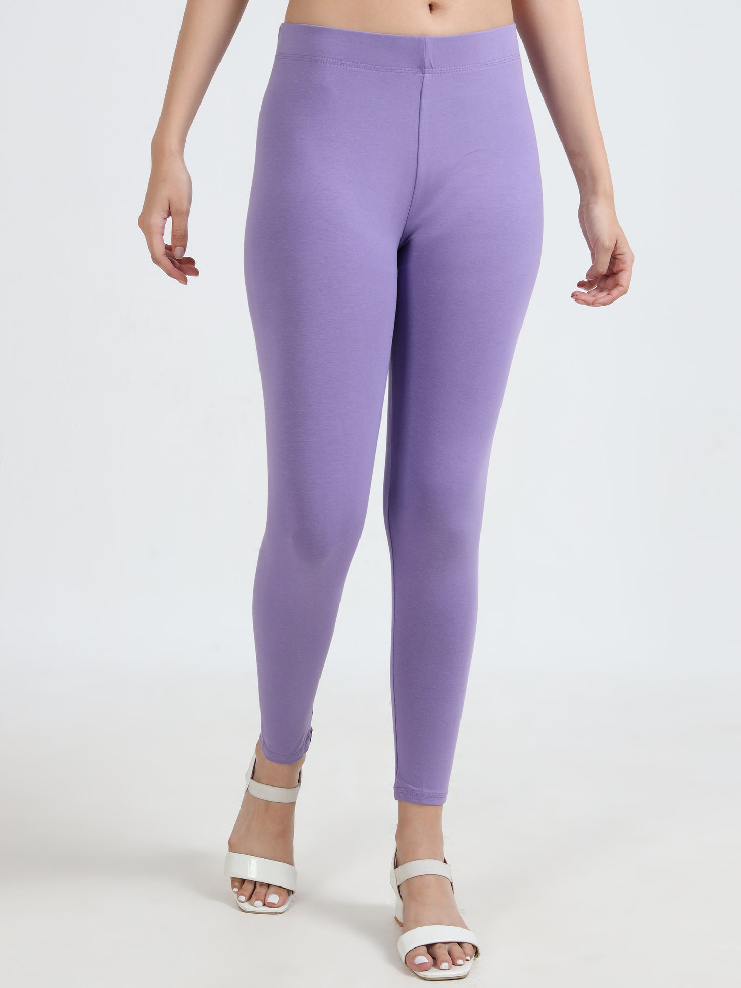 Varnam Women Ankle Length Cotton Leggings – Lavender