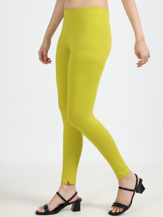 Varnam Women Ankle Length Cotton Leggings – Mehendi