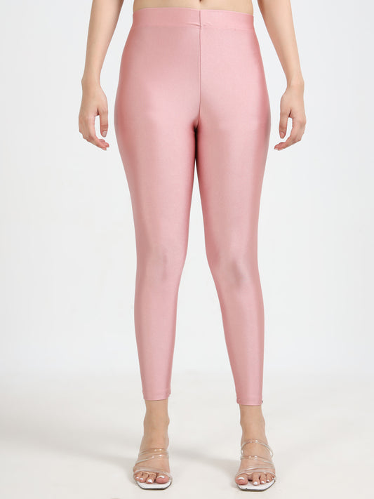 Varnam Shimmer Ankle Length Leggings With Shawl (Combo) - Rose Gold