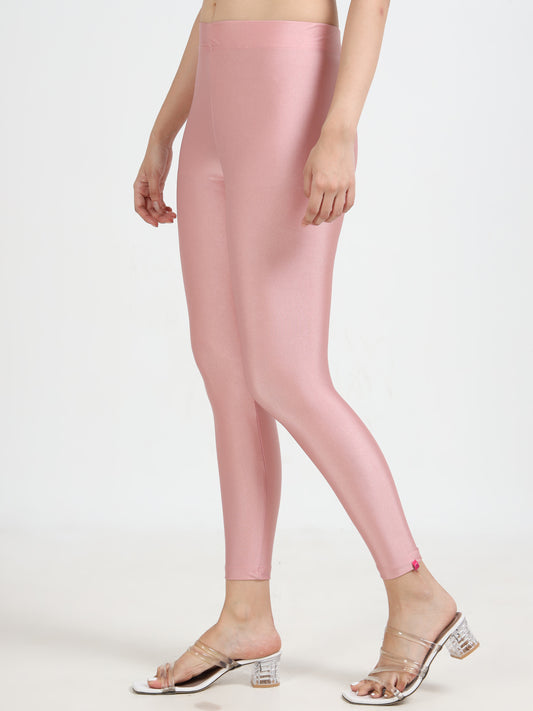 Varnam Shimmer Ankle Length Leggings - Rose Gold