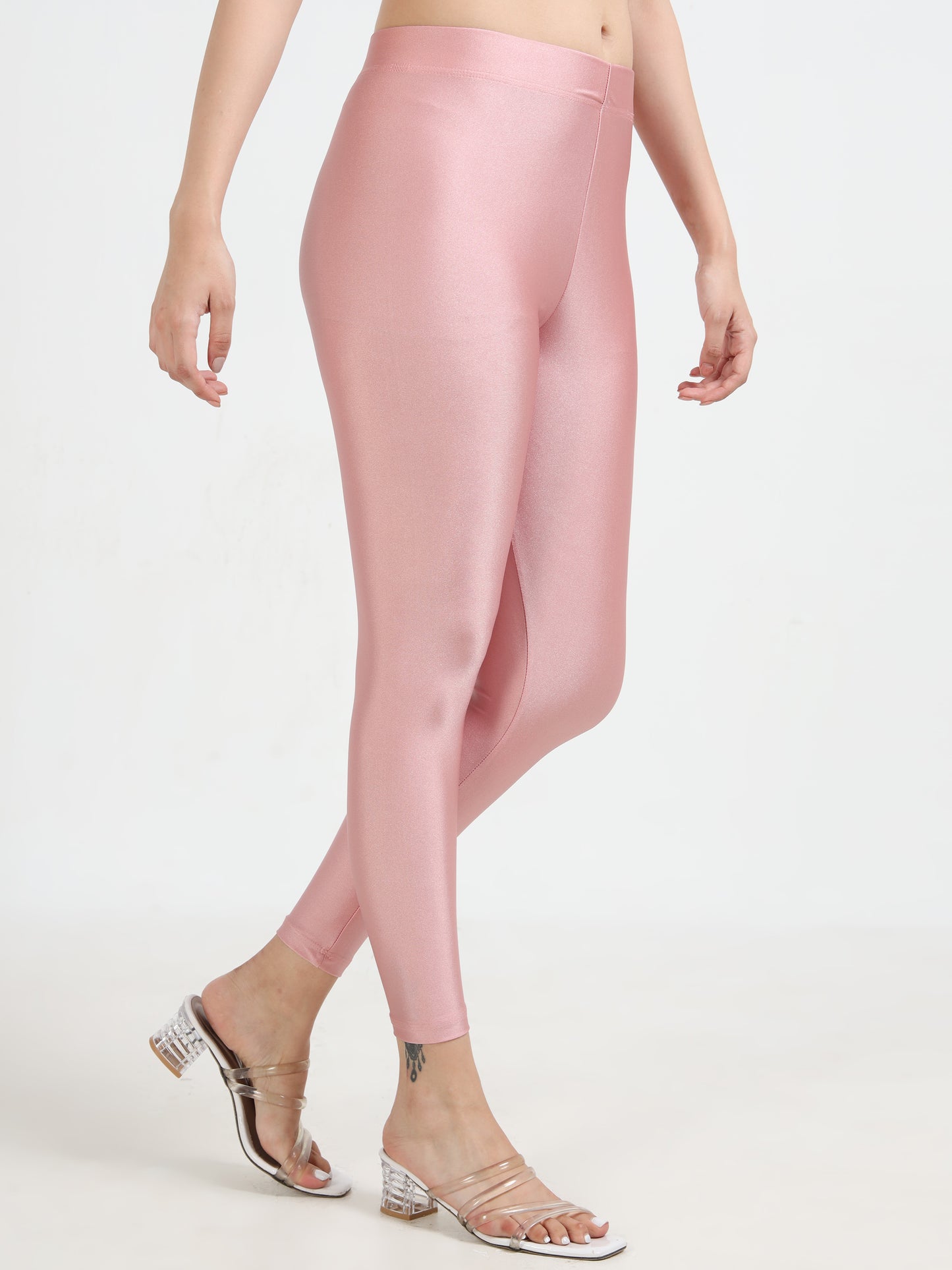 Varnam Shimmer Ankle Length Leggings - Rose Gold
