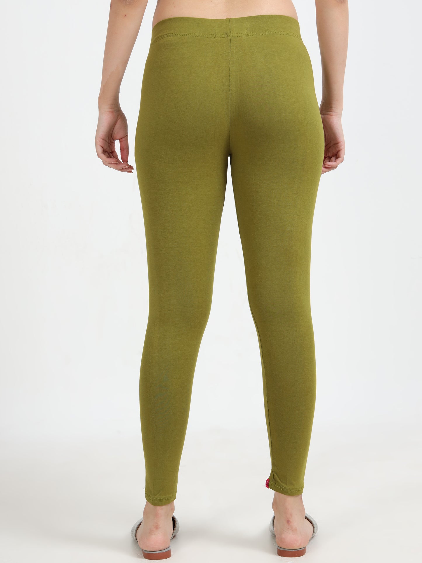 Varnam Women Ankle Length Cotton Leggings – Dark Mehendi