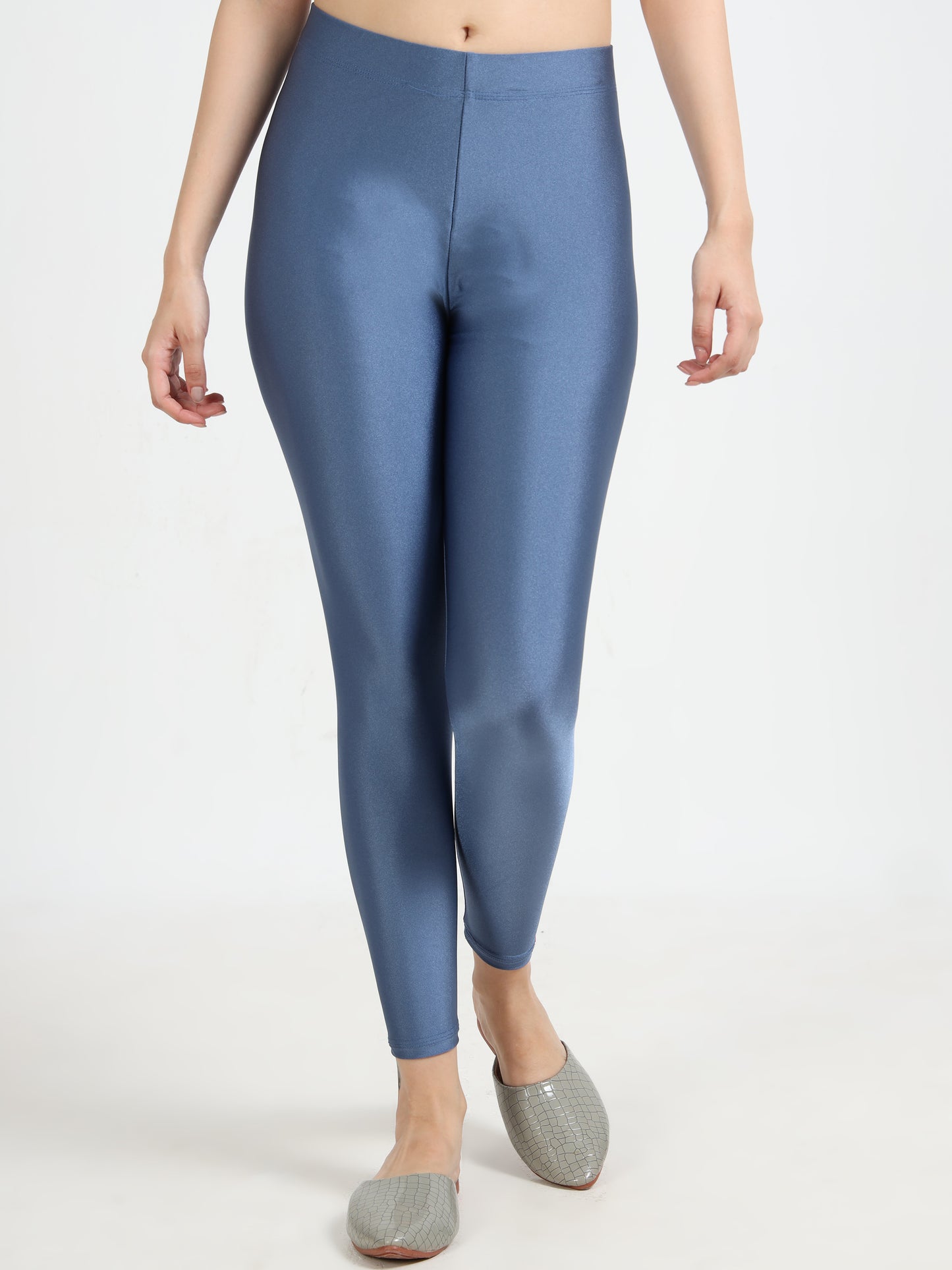 Varnam Shimmer Ankle Length Leggings  - Dark Steel Grey
