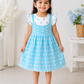 Sky Blue Daisy Embroidered Cotton Frock for Girls