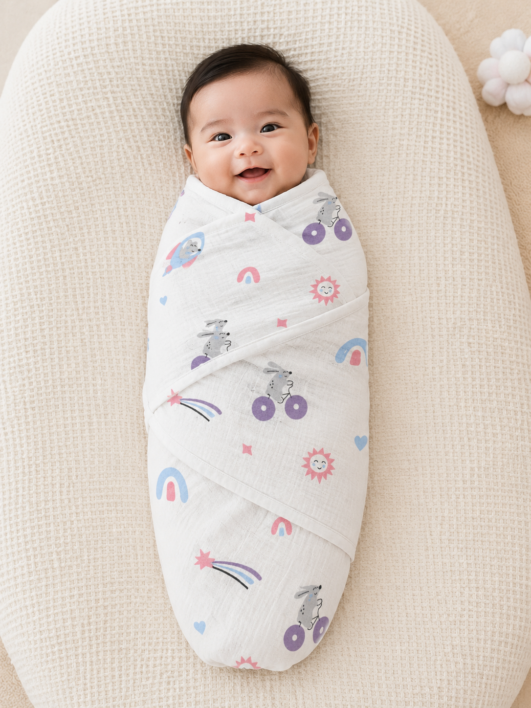 Rocket Muslin Cotton Baby Swaddle Blanket – 40” × 40”