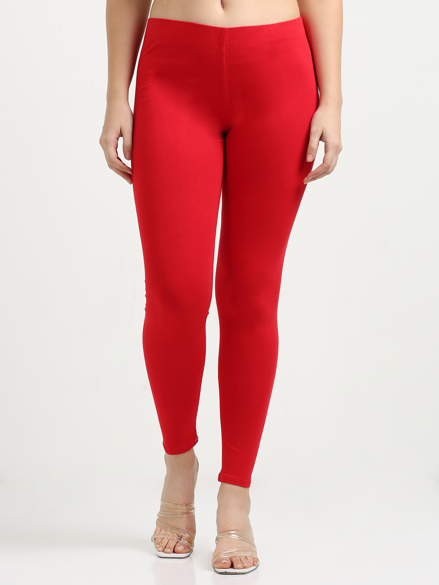 Varnam Women Ankle Length Cotton Leggings – Red
