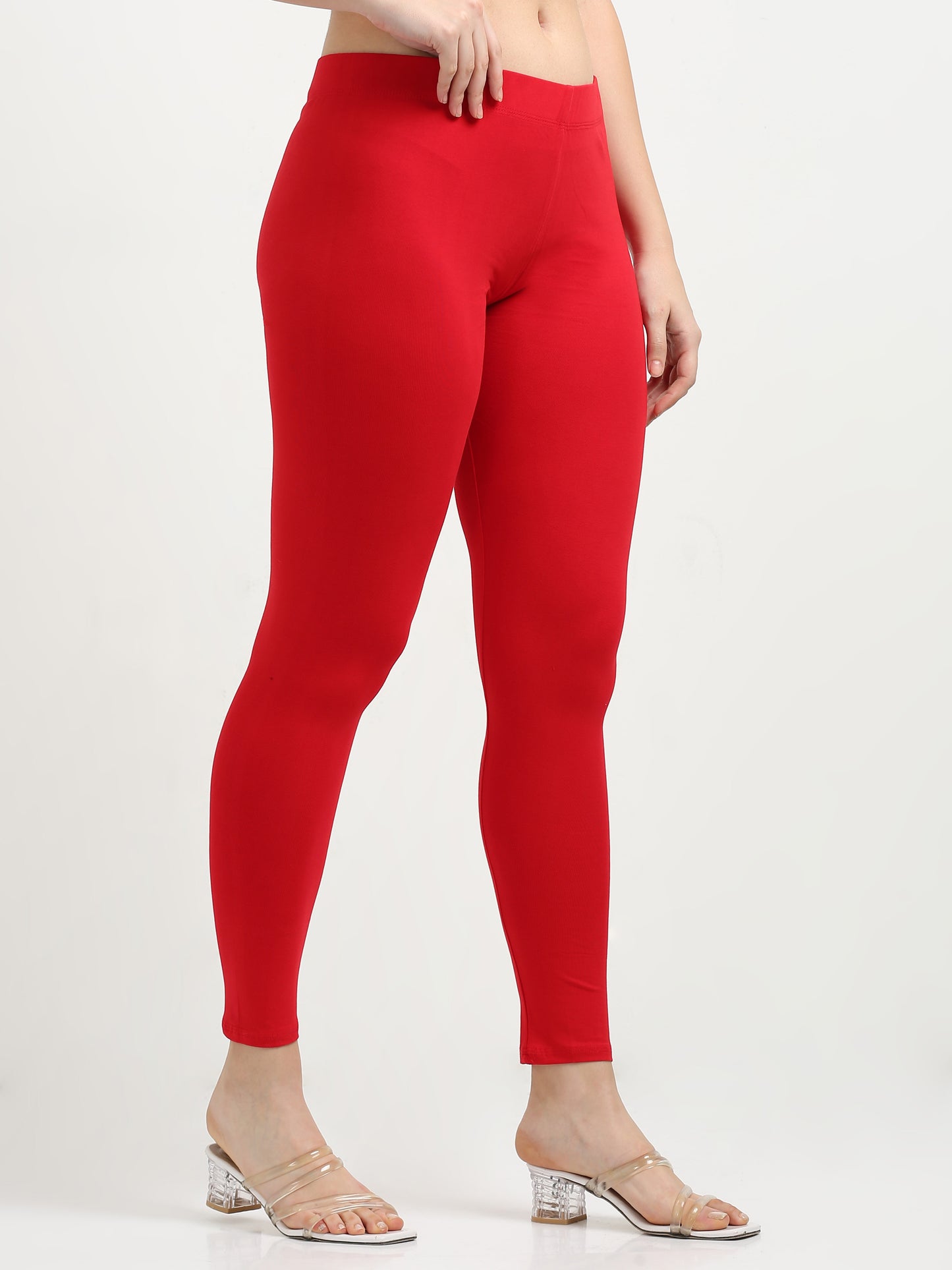 Varnam Women Ankle Length Cotton Leggings – Red