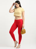 Varnam Women Ankle Length Cotton Leggings – Red