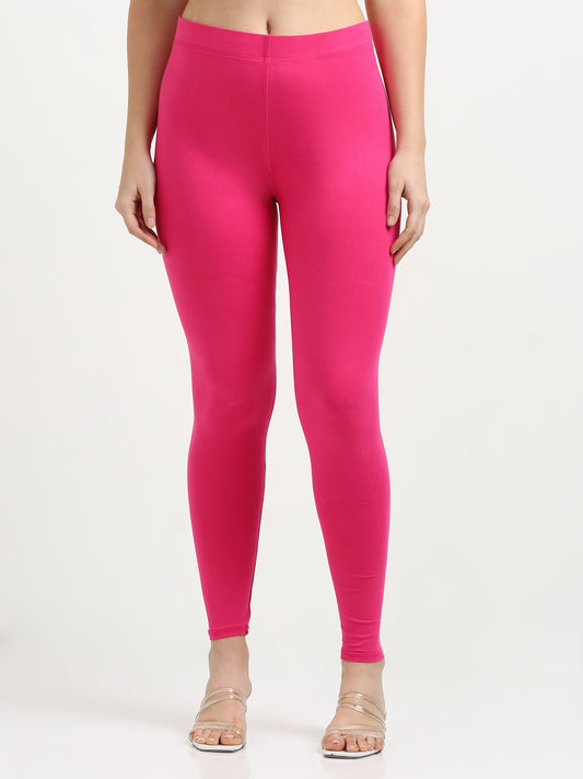 Varnam Women Ankle Length Cotton Leggings – Fuchsia