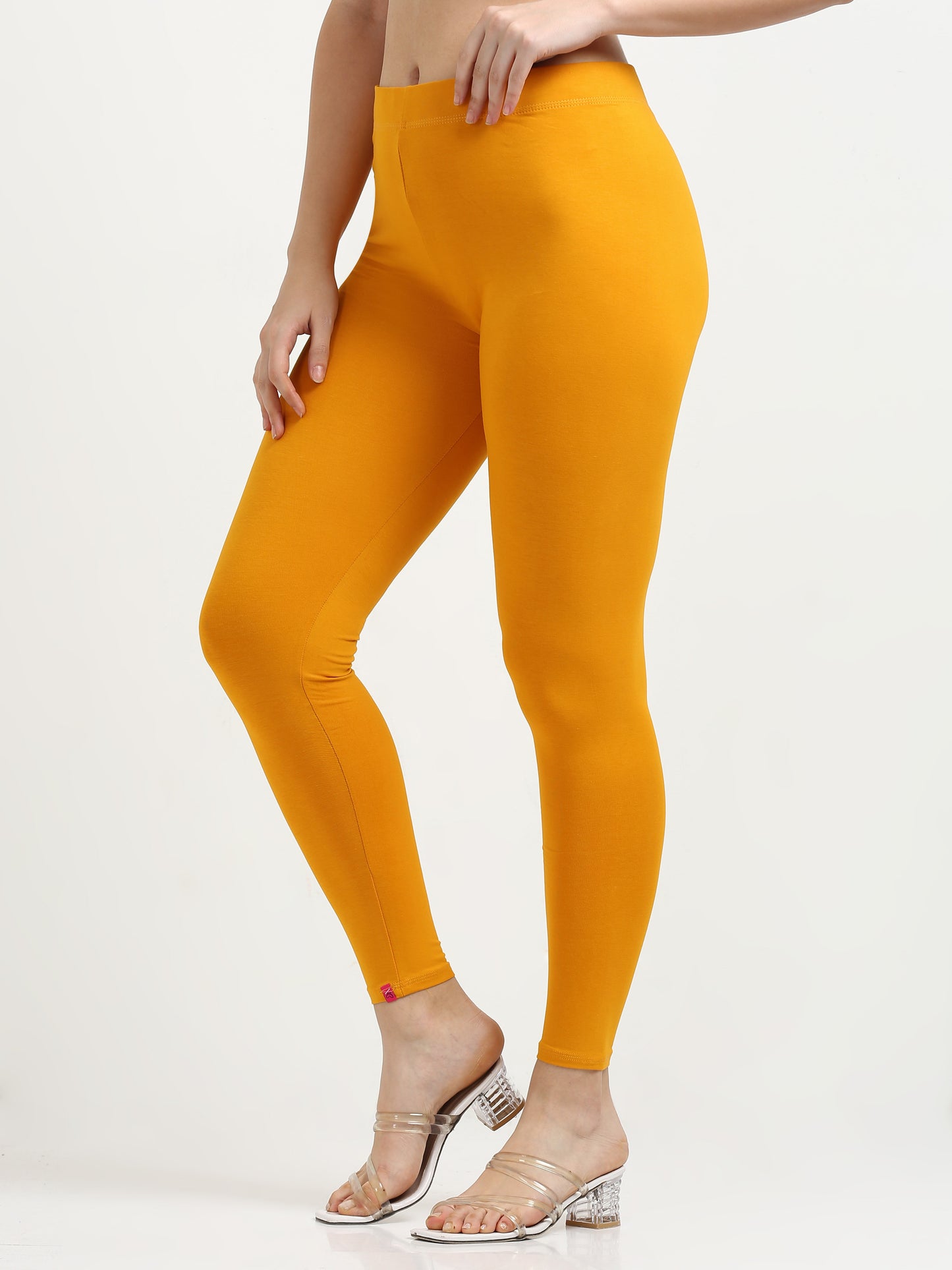 Varnam Women Ankle Length Cotton Leggings – Mustard