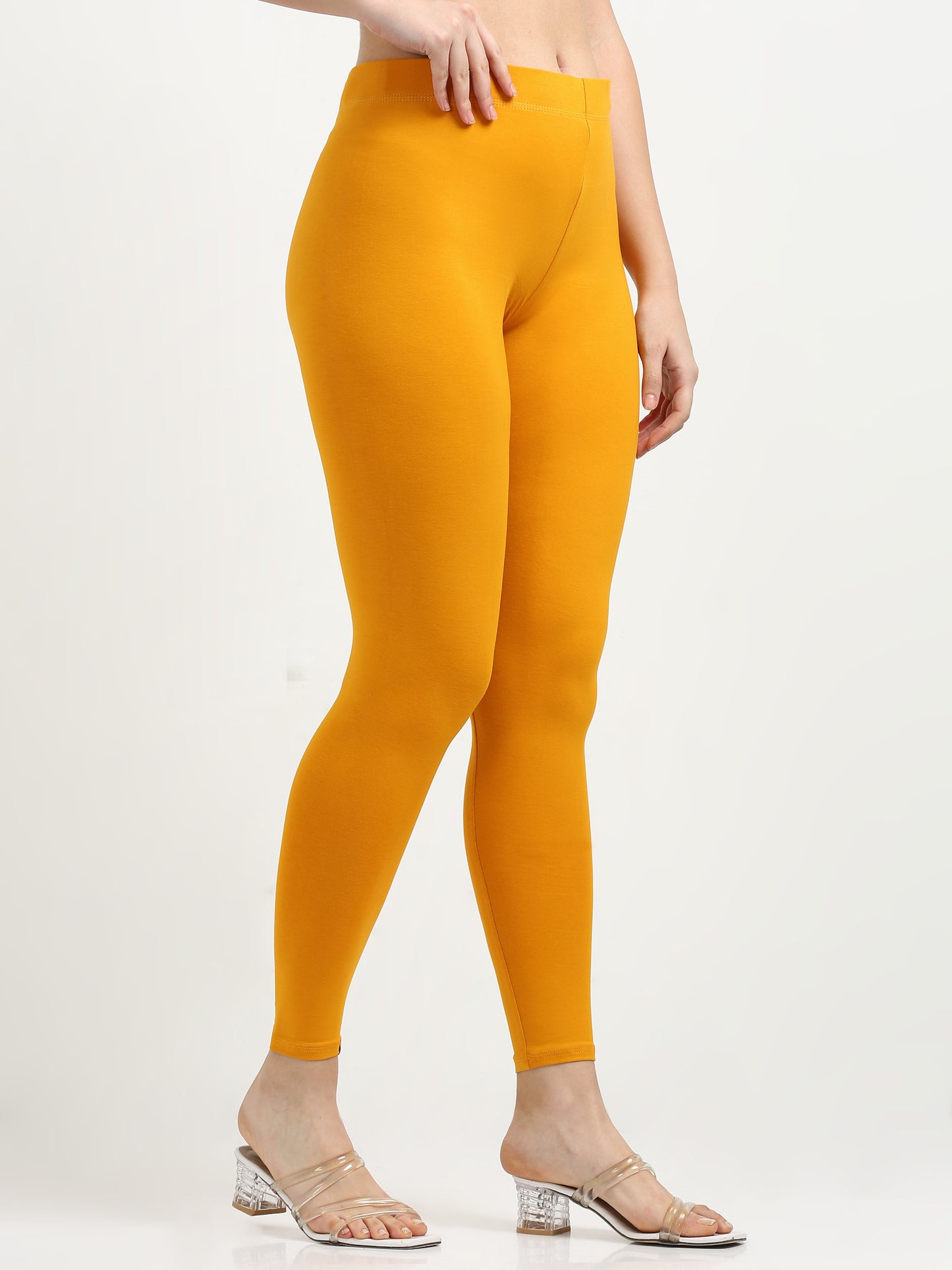 Varnam Women Ankle Length Cotton Leggings – Mustard