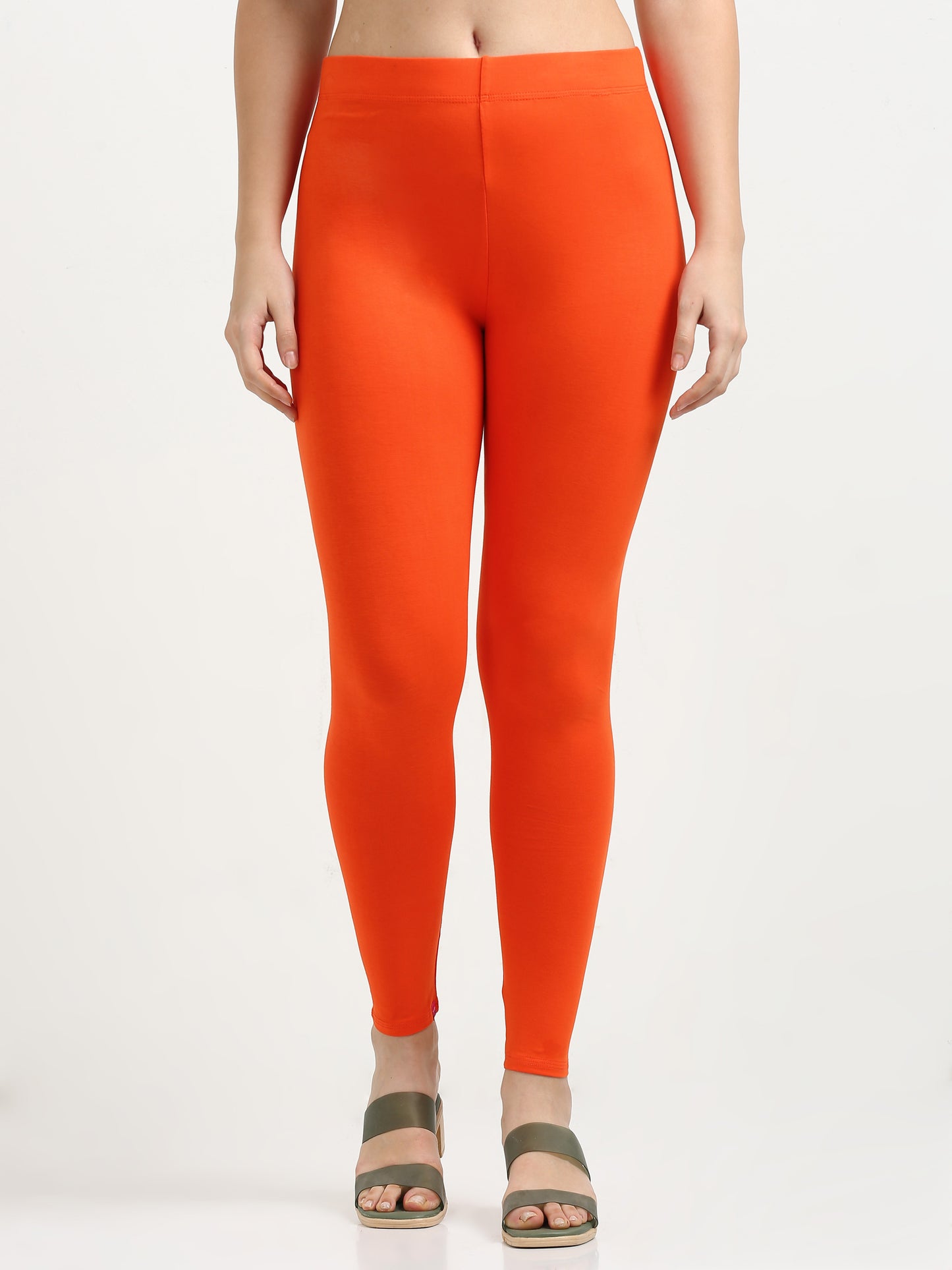 Varnam Women Ankle Length Cotton Leggings – Orange