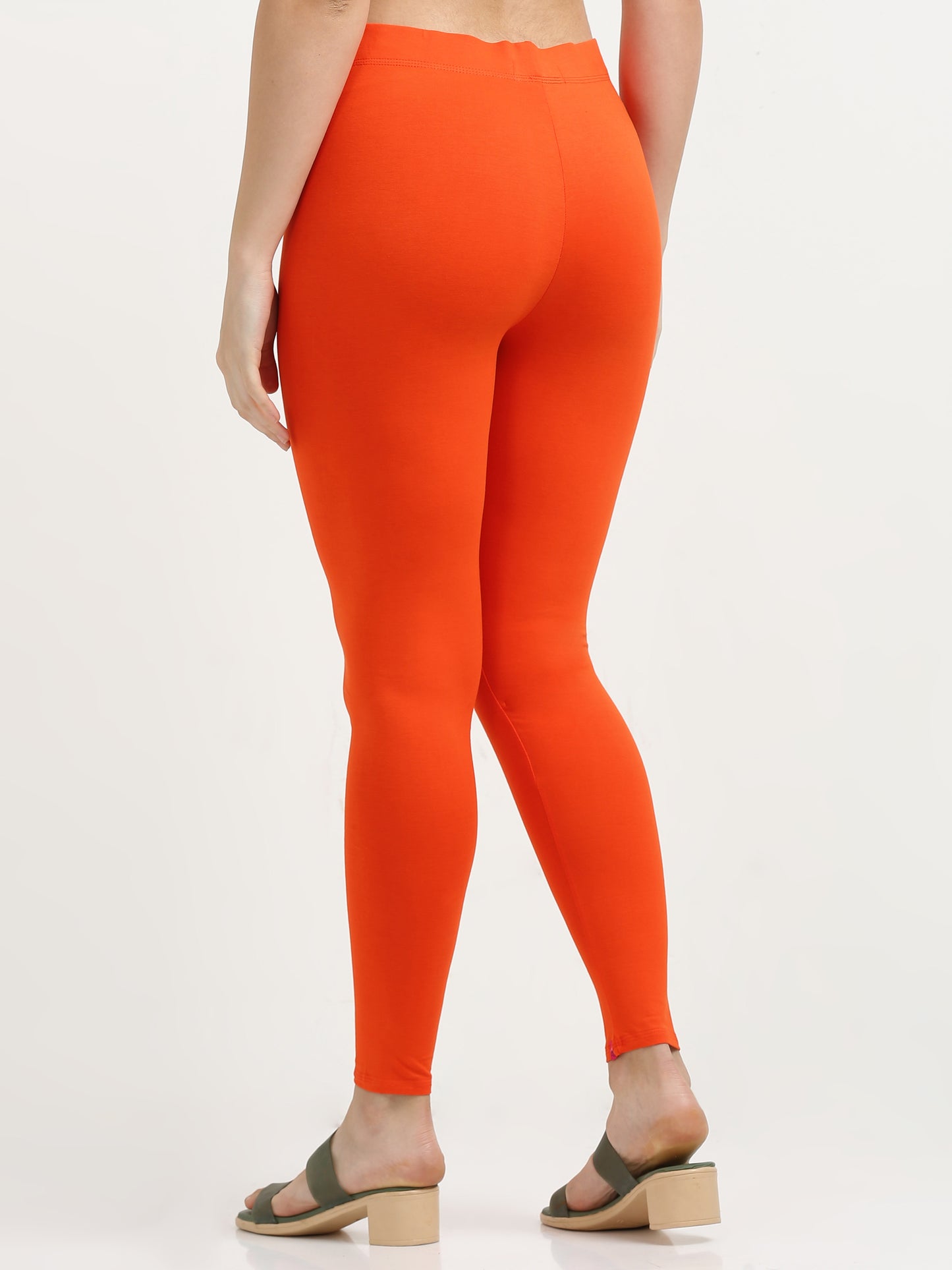 Varnam Women Ankle Length Cotton Leggings – Orange